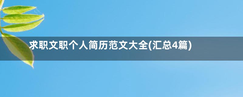 求职文职个人简历范文大全(汇总4篇)