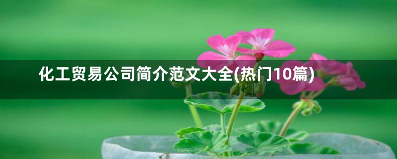 化工贸易公司简介范文大全(热门10篇)
