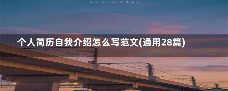 个人简历自我介绍怎么写范文(通用28篇)