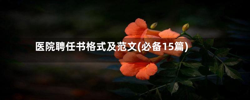 医院聘任书格式及范文(必备15篇)