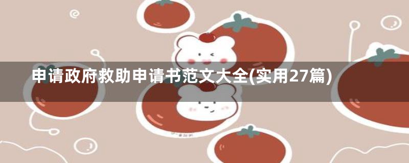 申请政府救助申请书范文大全(实用27篇)