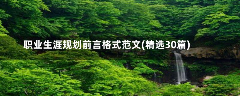 职业生涯规划前言格式范文(精选30篇)