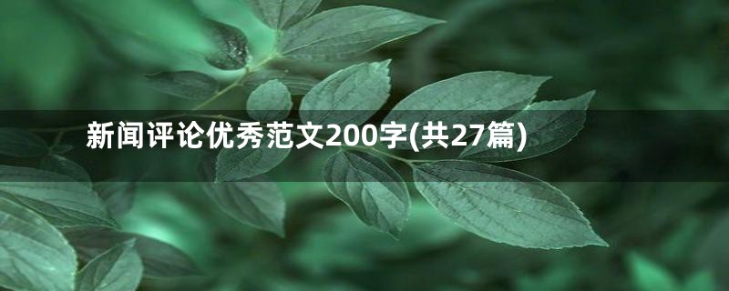 新闻评论优秀范文200字(共27篇)