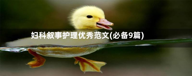 妇科叙事护理优秀范文(必备9篇)