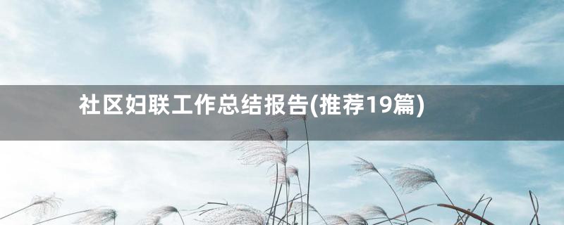 社区妇联工作总结报告(推荐19篇)
