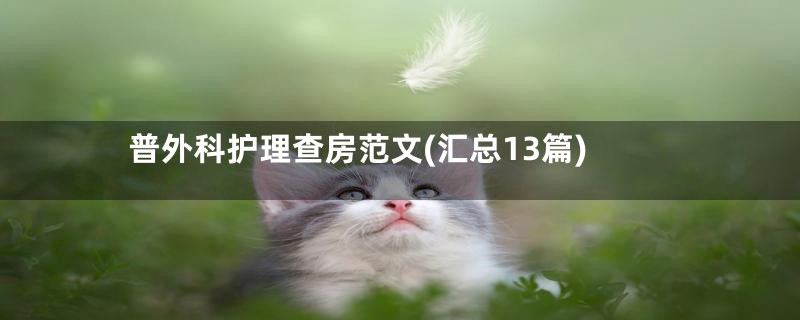 普外科护理查房范文(汇总13篇)