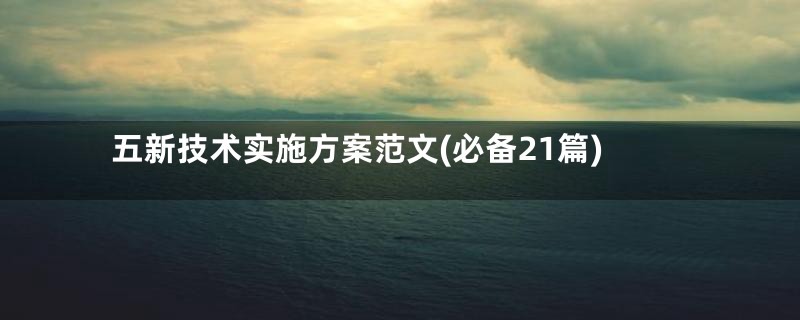 五新技术实施方案范文(必备21篇)