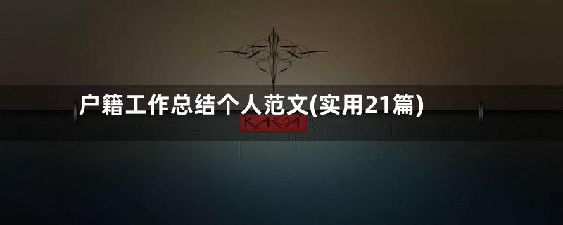 户籍工作总结个人范文(实用21篇)
