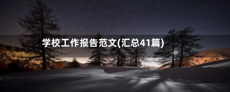学校工作报告范文(汇总41篇)