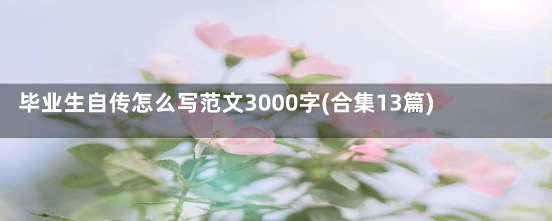 毕业生自传怎么写范文3000字(合集13篇)