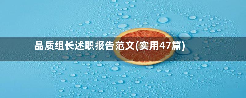 品质组长述职报告范文(实用47篇)