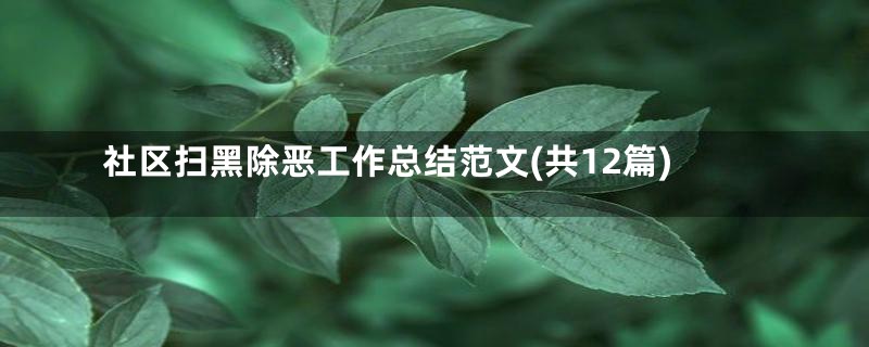 社区扫黑除恶工作总结范文(共12篇)