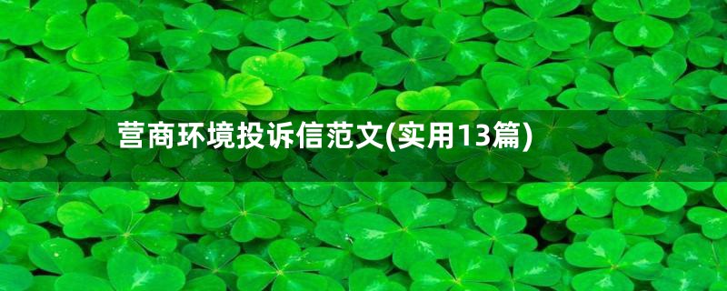 营商环境投诉信范文(实用13篇)