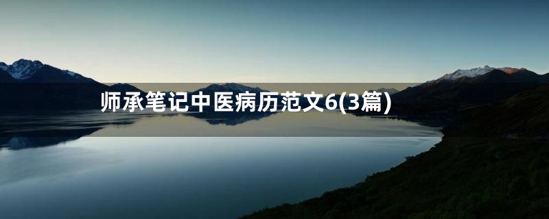 师承笔记中医病历范文6(3篇)