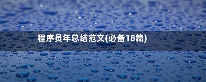 程序员年总结范文(必备18篇)
