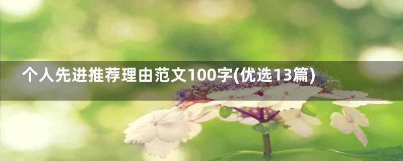 个人先进推荐理由范文100字(优选13篇)