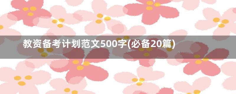 教资备考计划范文500字(必备20篇)