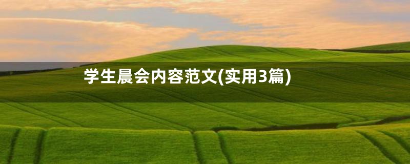 学生晨会内容范文(实用3篇)