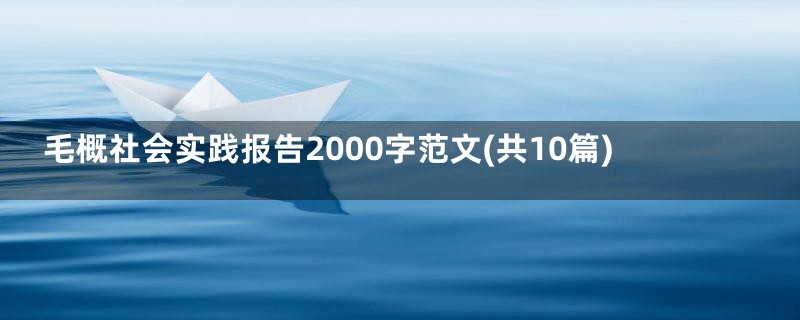 毛概社会实践报告2000字范文(共10篇)