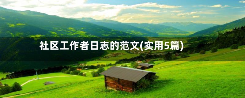 社区工作者日志的范文(实用5篇)
