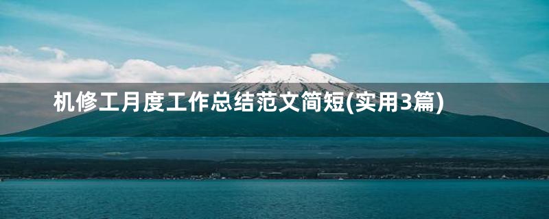 机修工月度工作总结范文简短(实用3篇)