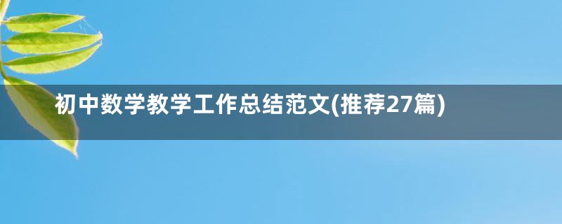 初中数学教学工作总结范文(推荐27篇)