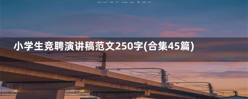 小学生竞聘演讲稿范文250字(合集45篇)