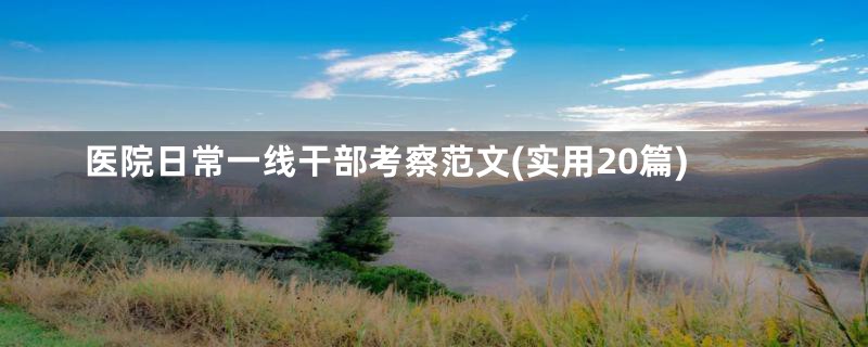 医院日常一线干部考察范文(实用20篇)