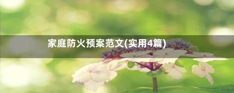 家庭防火预案范文(实用4篇)
