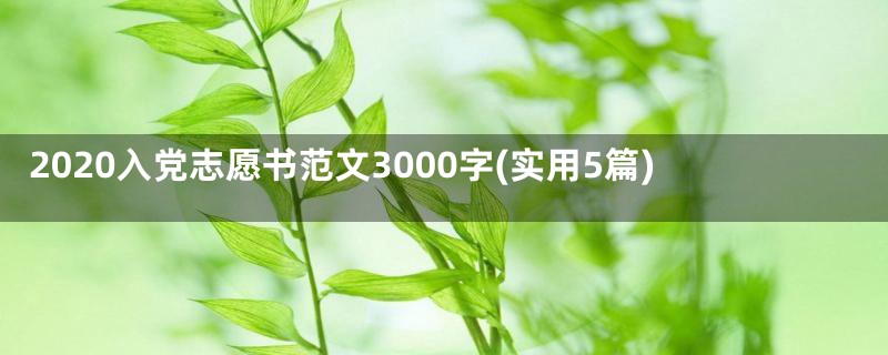 2020入党志愿书范文3000字(实用5篇)