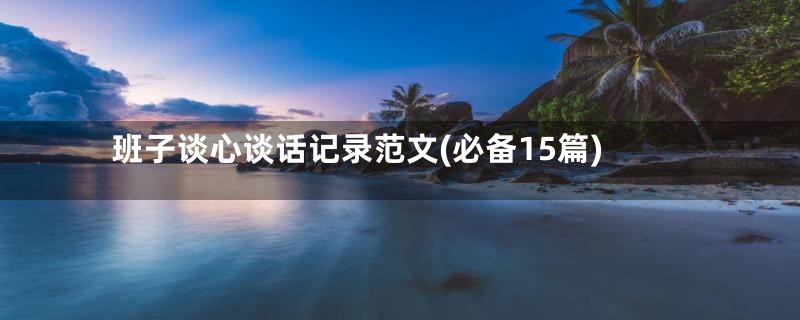 班子谈心谈话记录范文(必备15篇)