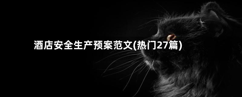 酒店安全生产预案范文(热门27篇)