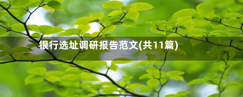 银行选址调研报告范文(共11篇)