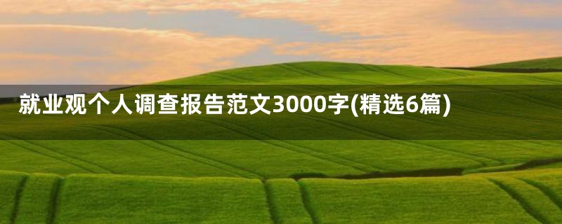 就业观个人调查报告范文3000字(精选6篇)