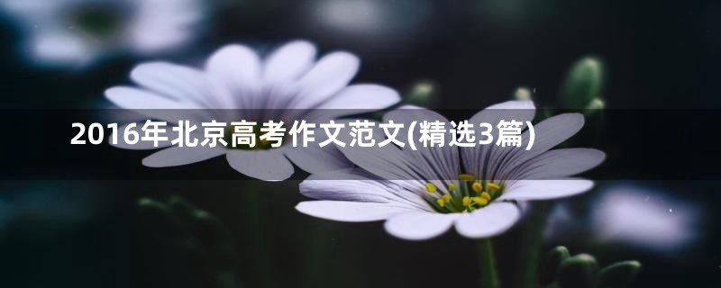 2016年北京高考作文范文(精选3篇)