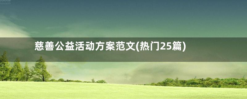 慈善公益活动方案范文(热门25篇)