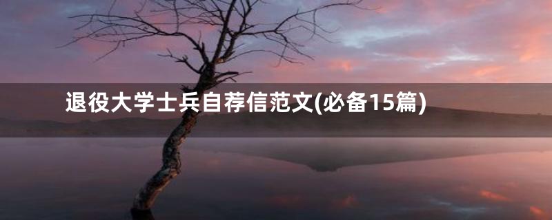 退役大学士兵自荐信范文(必备15篇)