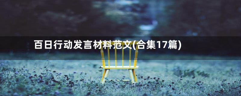 百日行动发言材料范文(合集17篇)