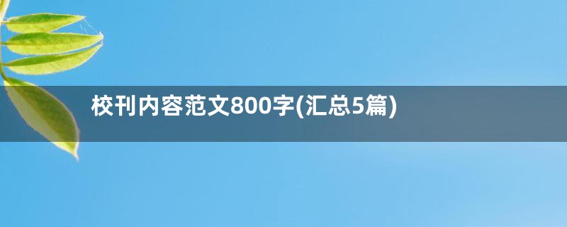 校刊内容范文800字(汇总5篇)