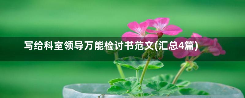 写给科室领导万能检讨书范文(汇总4篇)