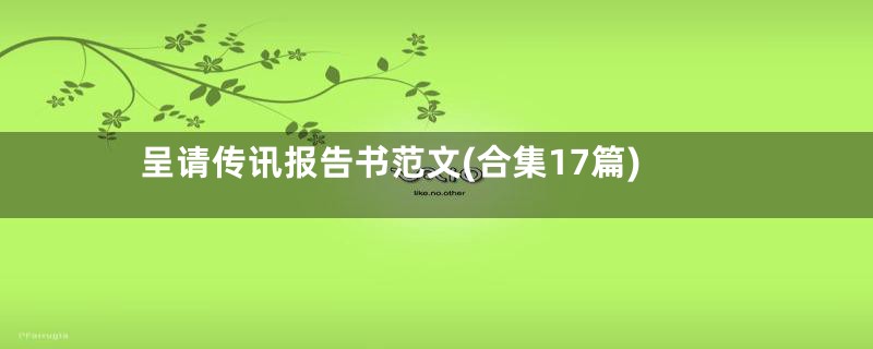 呈请传讯报告书范文(合集17篇)