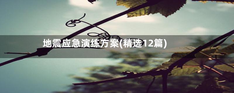 地震应急演练方案(精选12篇)