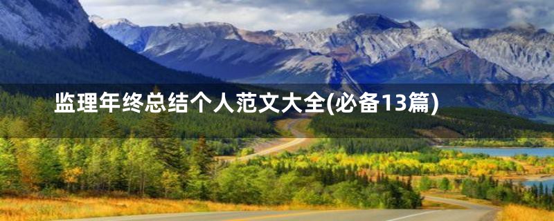 监理年终总结个人范文大全(必备13篇)