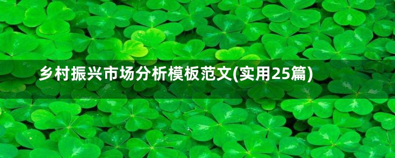 乡村振兴市场分析模板范文(实用25篇)