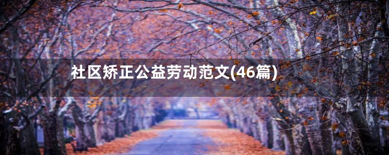 社区矫正公益劳动范文(46篇)