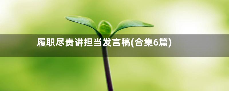 履职尽责讲担当发言稿(合集6篇)