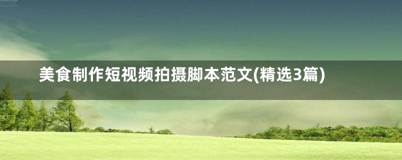 美食制作短视频拍摄脚本范文(精选3篇)