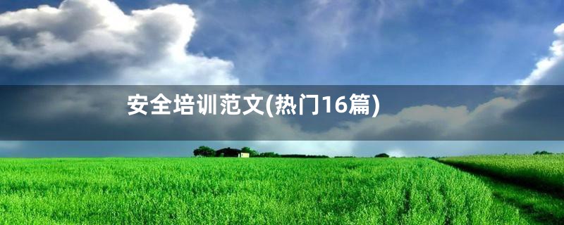 安全培训范文(热门16篇)