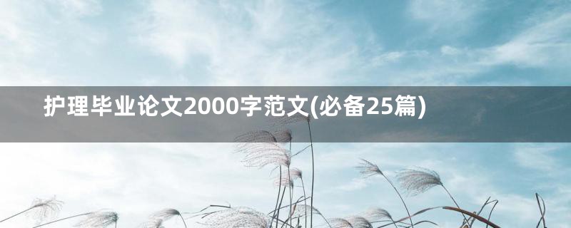护理毕业论文2000字范文(必备25篇)