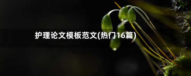 护理论文模板范文(热门16篇)